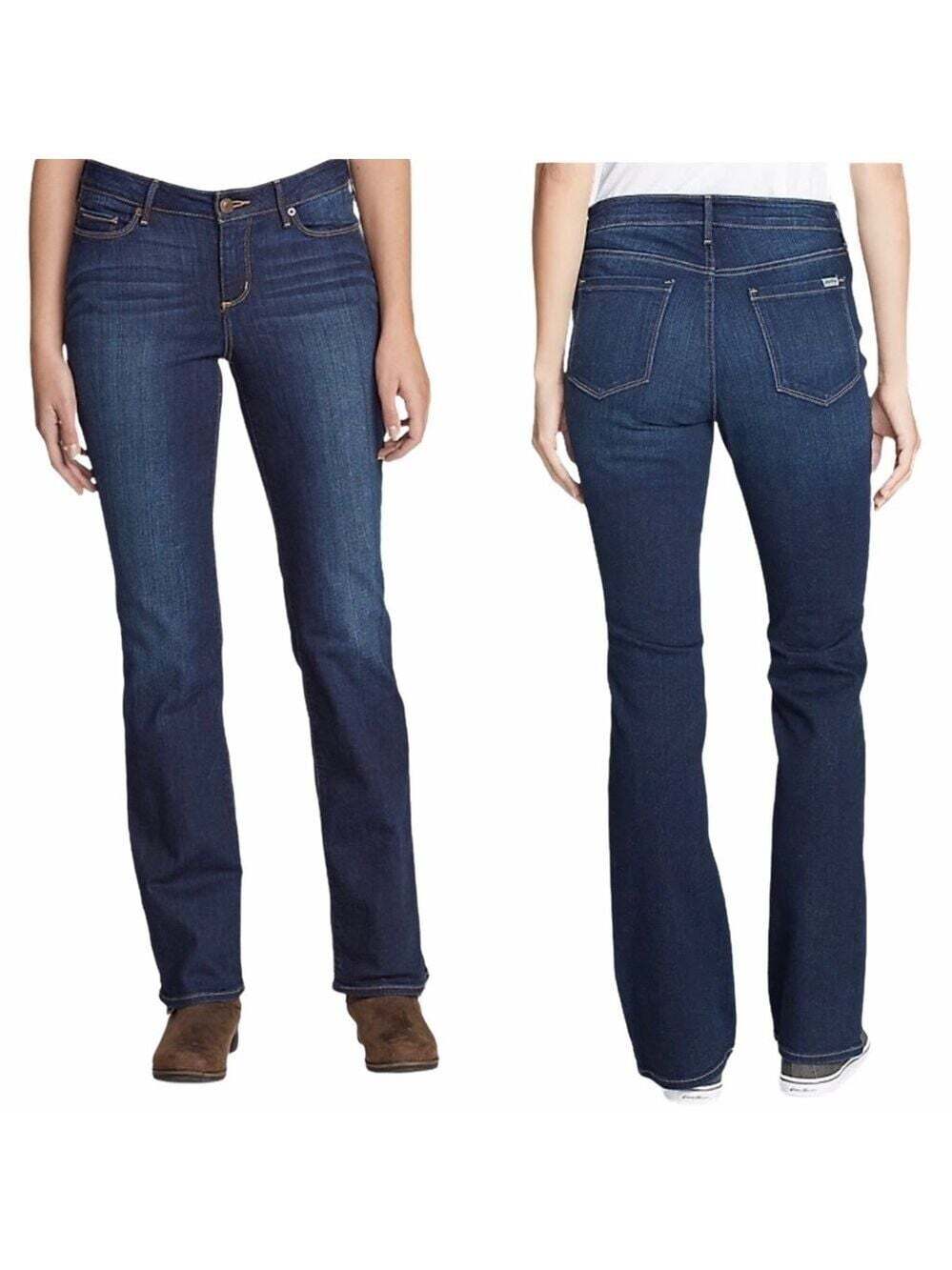 Eddie Bauer Natural Fit Bootcut Specially Dyed Mid Rise Creased Blue Den…